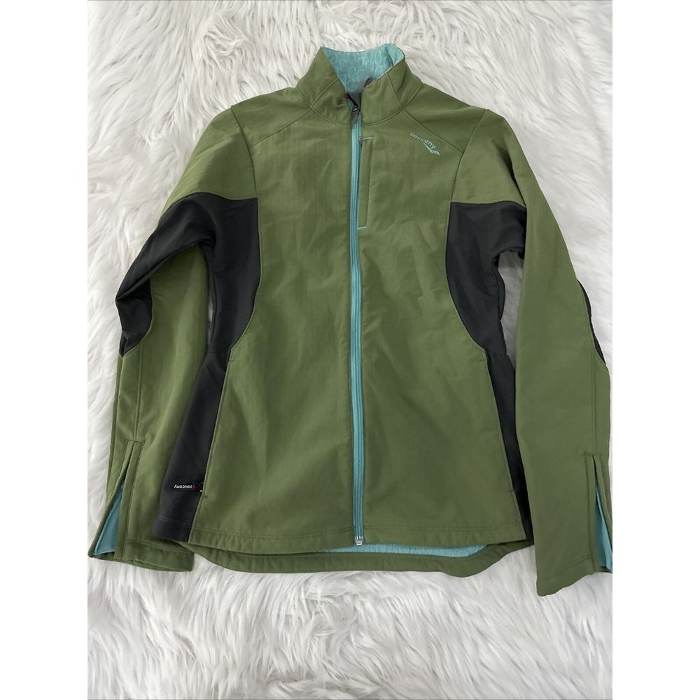 Saucony womens green athletic jacket fitted full zip size XS EUC